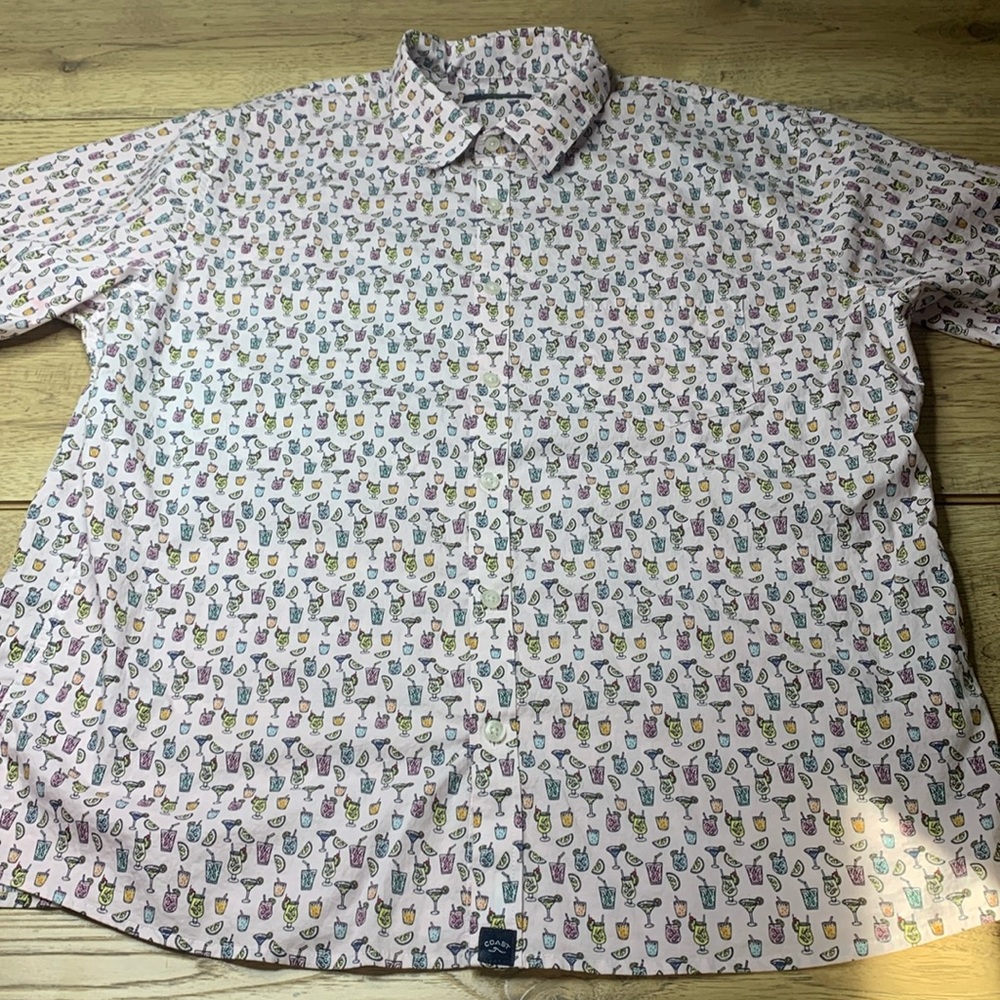 Coast Social Short Sleeve Button Down Shirt Size Large